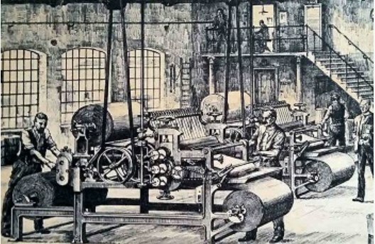 Производство гофрокартона в Англии в 1883 году